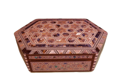 Medium size hexagonal shaped Mother of Pearl Jewellery box